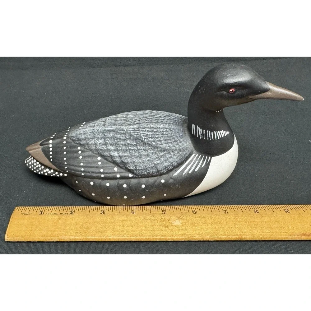 Hand Painted Ceramic Duck Figurine Black & White & Grey 9